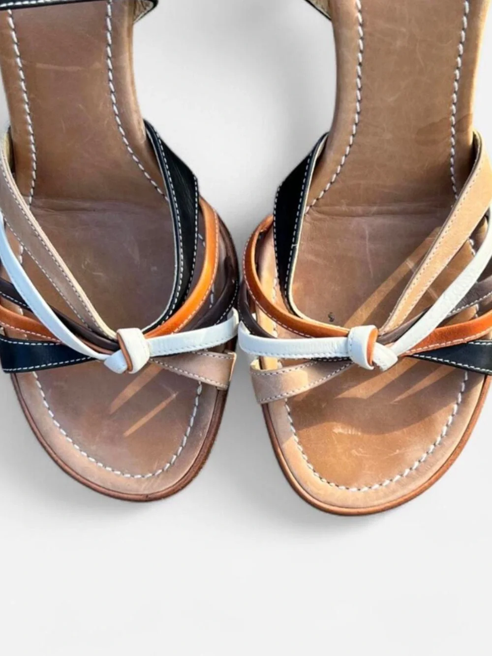 Coach Leather Multi-Tone Strappy Wedge Sandals Sz 9 B